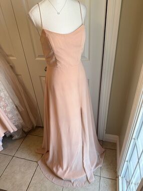 Jenny Yoo Blush Pink Spaghetti-Strap Maxi Gown